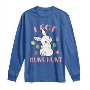 Rabbit Easter Bunny Sunglasses Long Sleeve Shirt I Got Buns Hun Funny Jokes TS10 Royal Blue Print Your Wear