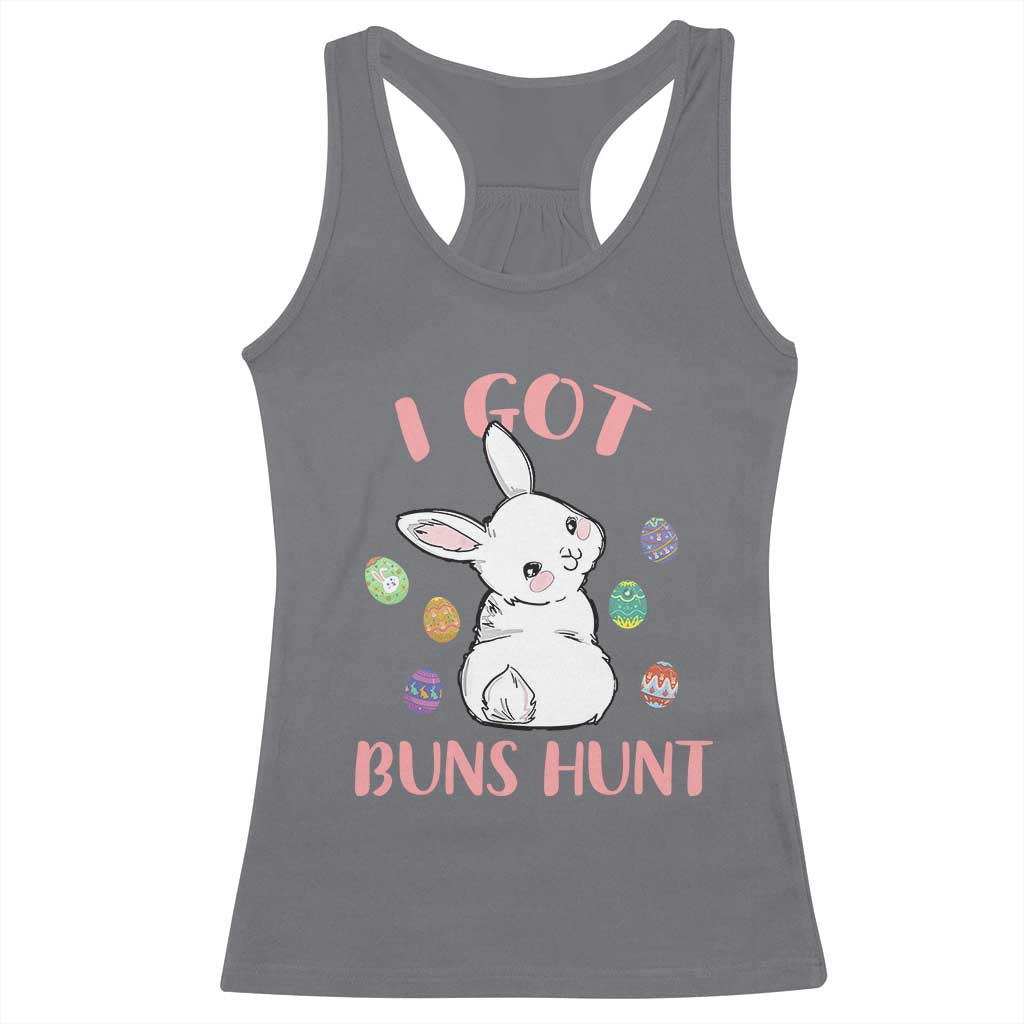 Rabbit Easter Bunny Sunglasses Racerback Tank Top I Got Buns Hun Funny Jokes TS10 Charcoal Print Your Wear