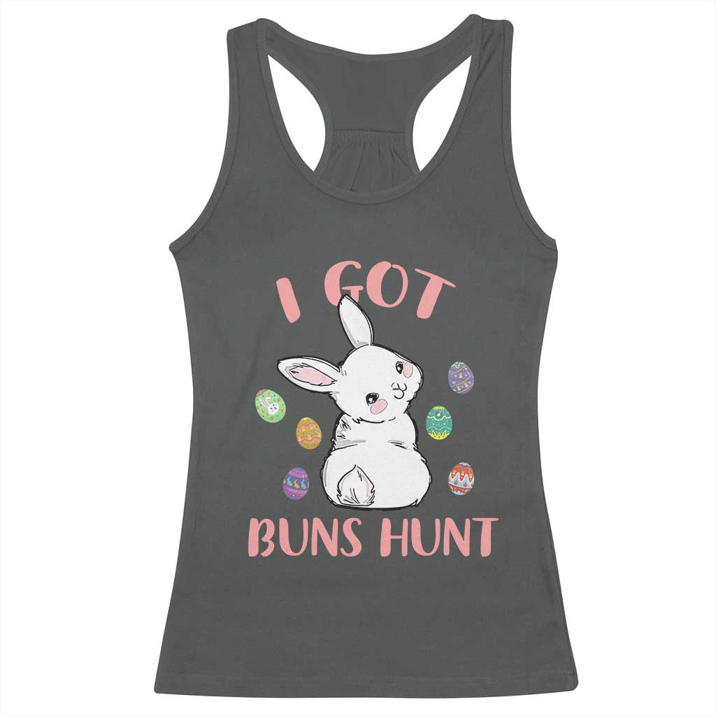 Rabbit Easter Bunny Sunglasses Racerback Tank Top I Got Buns Hun Funny Jokes TS10 Dark Heather Print Your Wear