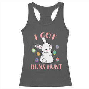 Rabbit Easter Bunny Sunglasses Racerback Tank Top I Got Buns Hun Funny Jokes TS10 Dark Heather Print Your Wear