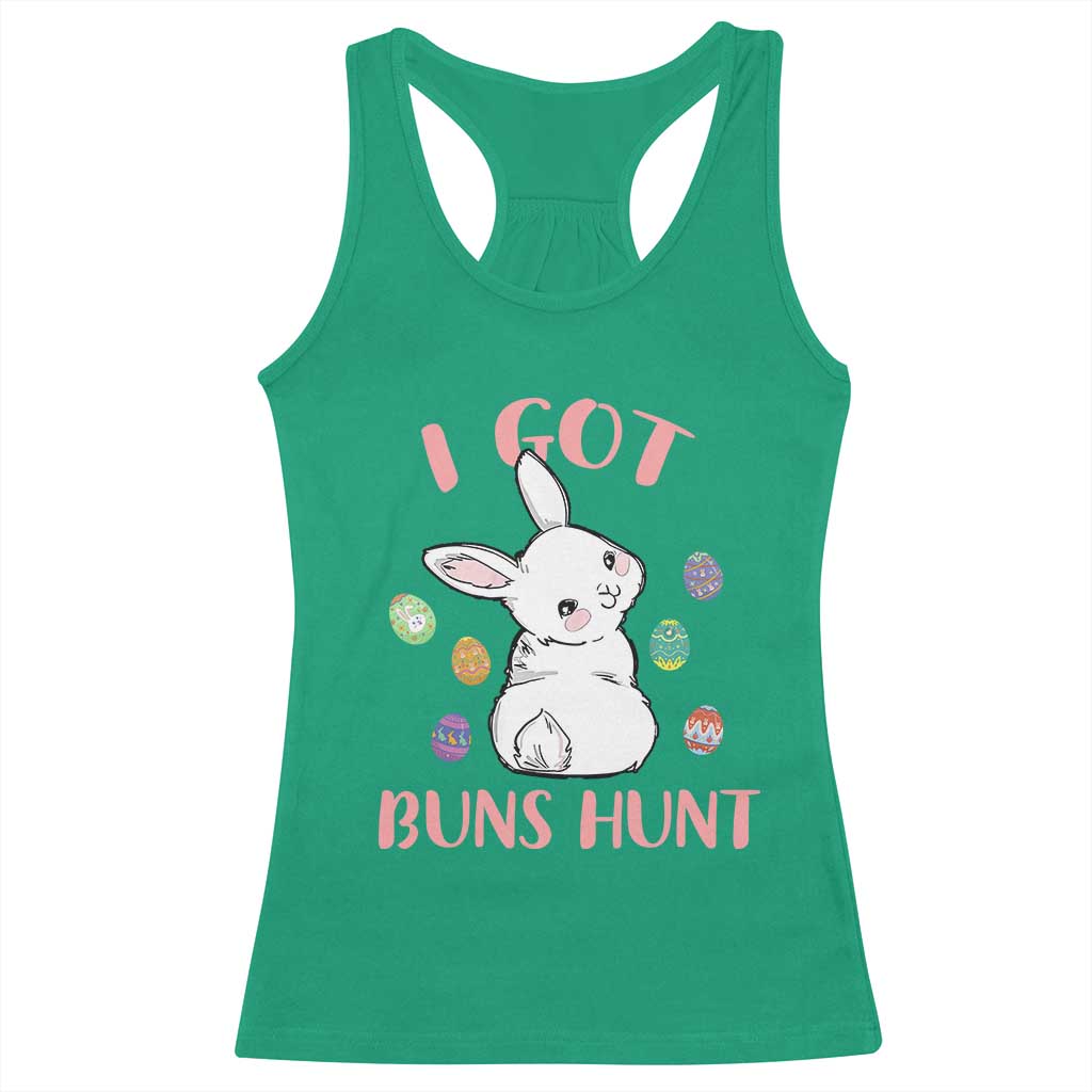 Rabbit Easter Bunny Sunglasses Racerback Tank Top I Got Buns Hun Funny Jokes TS10 Irish Green Print Your Wear