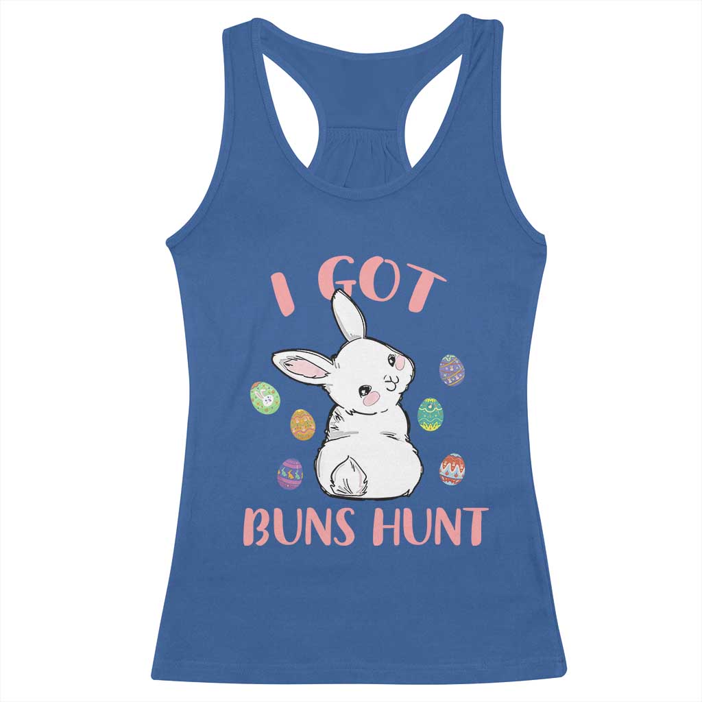 Rabbit Easter Bunny Sunglasses Racerback Tank Top I Got Buns Hun Funny Jokes TS10 Royal Blue Print Your Wear