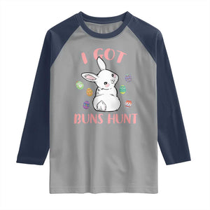 Rabbit Easter Bunny Sunglasses Raglan Shirt I Got Buns Hun Funny Jokes TS10 Sport Gray Navy Print Your Wear
