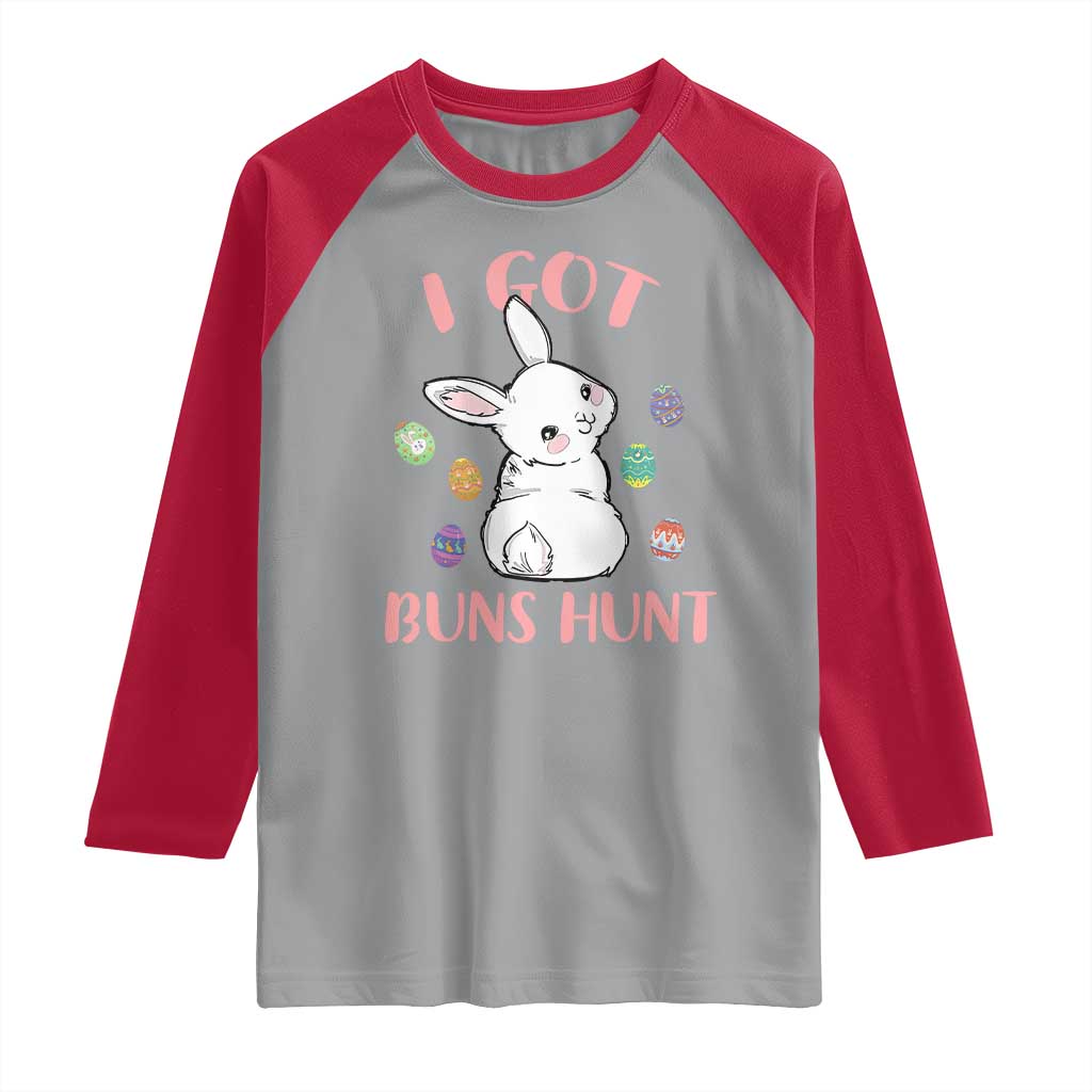 Rabbit Easter Bunny Sunglasses Raglan Shirt I Got Buns Hun Funny Jokes TS10 Sport Gray Red Print Your Wear