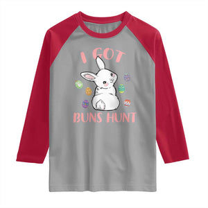 Rabbit Easter Bunny Sunglasses Raglan Shirt I Got Buns Hun Funny Jokes TS10 Sport Gray Red Print Your Wear