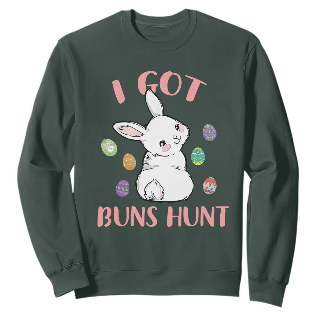 Rabbit Easter Bunny Sunglasses Sweatshirt I Got Buns Hun Funny Jokes TS10 Dark Forest Green Print Your Wear