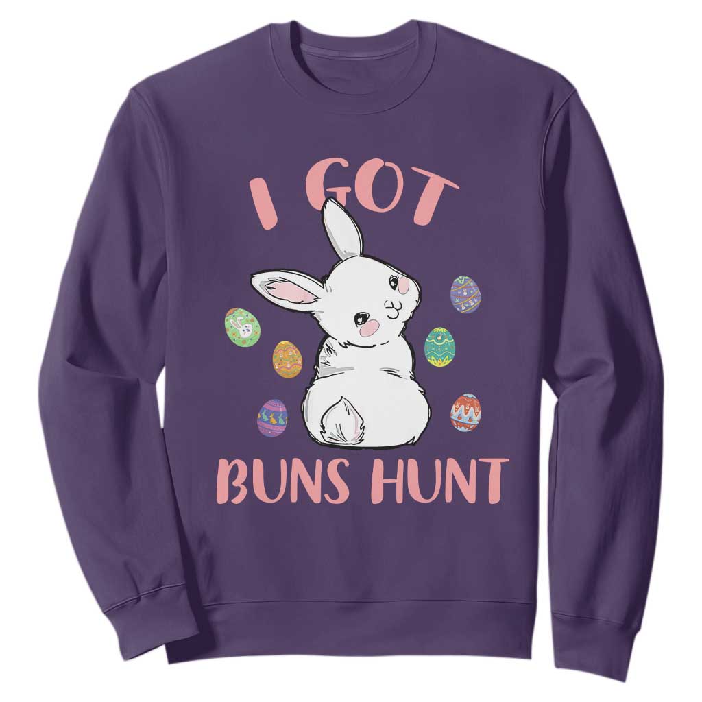 Rabbit Easter Bunny Sunglasses Sweatshirt I Got Buns Hun Funny Jokes TS10 Purple Print Your Wear