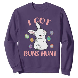 Rabbit Easter Bunny Sunglasses Sweatshirt I Got Buns Hun Funny Jokes TS10 Purple Print Your Wear