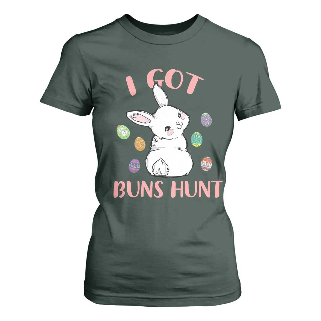 Rabbit Easter Bunny Sunglasses T Shirt For Women I Got Buns Hun Funny Jokes TS10 Dark Forest Green Print Your Wear