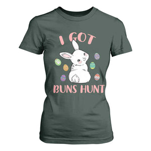 Rabbit Easter Bunny Sunglasses T Shirt For Women I Got Buns Hun Funny Jokes TS10 Dark Forest Green Print Your Wear