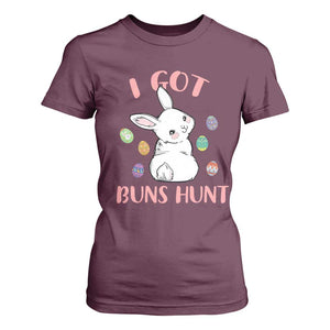 Rabbit Easter Bunny Sunglasses T Shirt For Women I Got Buns Hun Funny Jokes TS10 Maroon Print Your Wear
