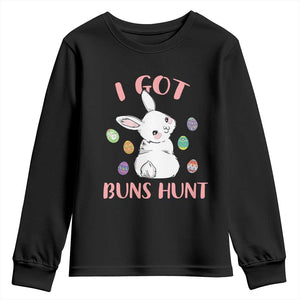 Rabbit Easter Bunny Sunglasses Youth Sweatshirt I Got Buns Hun Funny Jokes TS10 Black Print Your Wear