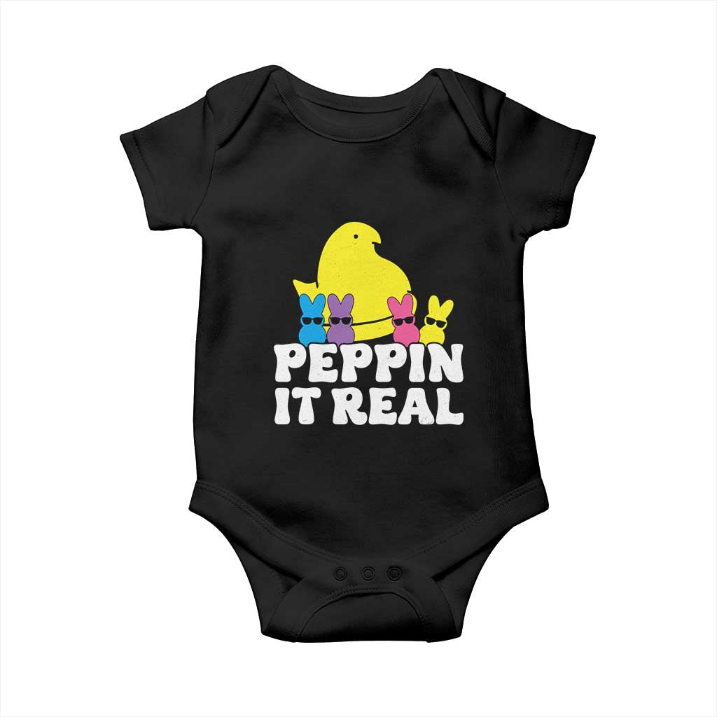Easter Bunny Baby Onesie Peepin It Real Rabbit Candy Easter TS10 Black Print Your Wear