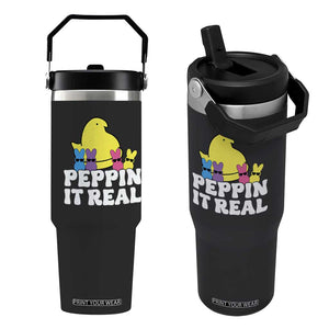 Easter Bunny Flip Straw Tumbler Peepin It Real Rabbit Candy Easter TS10 One Size: 30 oz Black Print Your Wear