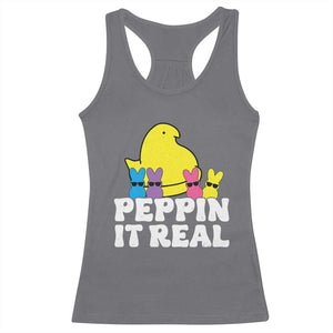 Easter Bunny Racerback Tank Top Peepin It Real Rabbit Candy Easter TS10 Charcoal Print Your Wear