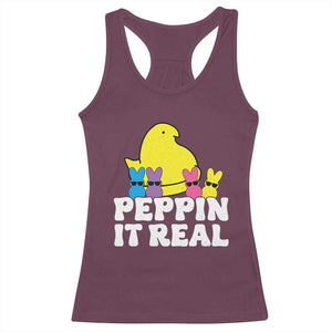 Easter Bunny Racerback Tank Top Peepin It Real Rabbit Candy Easter TS10 Maroon Print Your Wear