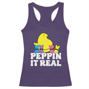 Easter Bunny Racerback Tank Top Peepin It Real Rabbit Candy Easter TS10 Purple Print Your Wear