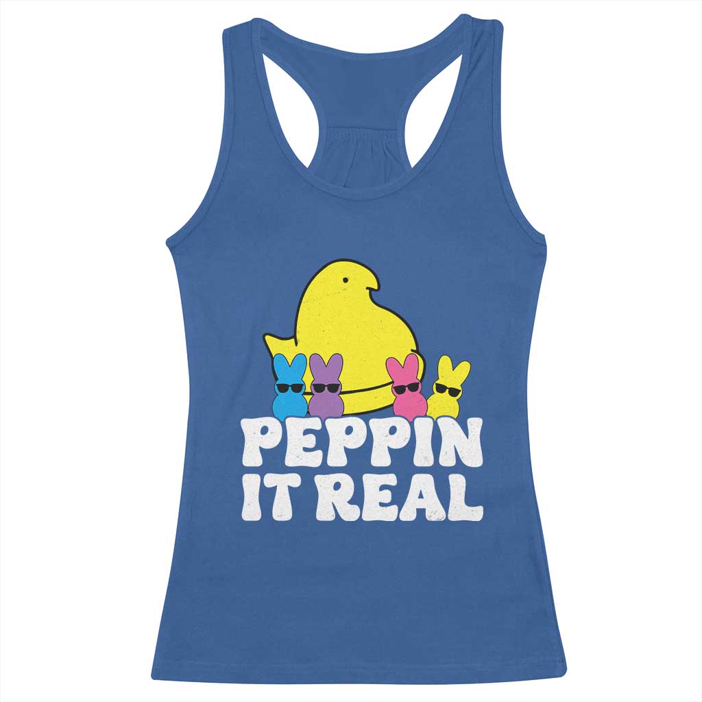 Easter Bunny Racerback Tank Top Peepin It Real Rabbit Candy Easter TS10 Royal Blue Print Your Wear