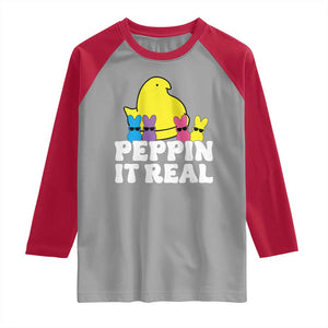 Easter Bunny Raglan Shirt Peepin It Real Rabbit Candy Easter TS10 Sport Gray Red Print Your Wear