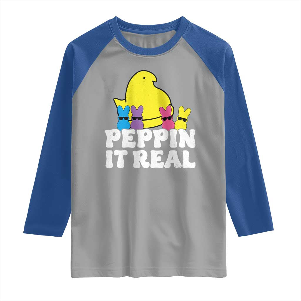 Easter Bunny Raglan Shirt Peepin It Real Rabbit Candy Easter TS10 Sport Gray Royal Print Your Wear