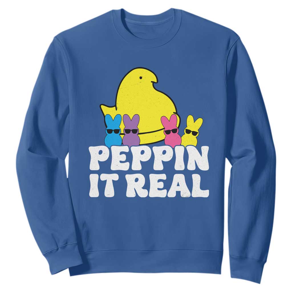 Easter Bunny Sweatshirt Peepin It Real Rabbit Candy Easter TS10 Royal Blue Print Your Wear