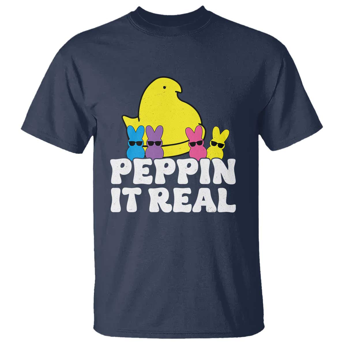 Easter Bunny T Shirt Peepin It Real Rabbit Candy Easter TS10 Navy Print Your Wear