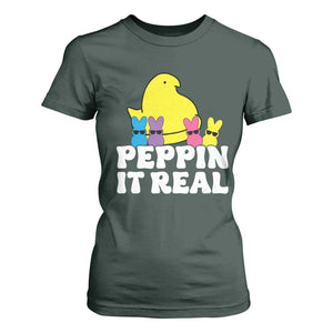 Easter Bunny T Shirt For Women Peepin It Real Rabbit Candy Easter TS10 Dark Forest Green Print Your Wear