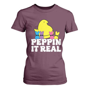 Easter Bunny T Shirt For Women Peepin It Real Rabbit Candy Easter TS10 Maroon Print Your Wear