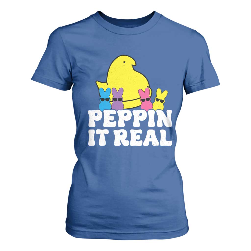 Easter Bunny T Shirt For Women Peepin It Real Rabbit Candy Easter TS10 Royal Blue Print Your Wear