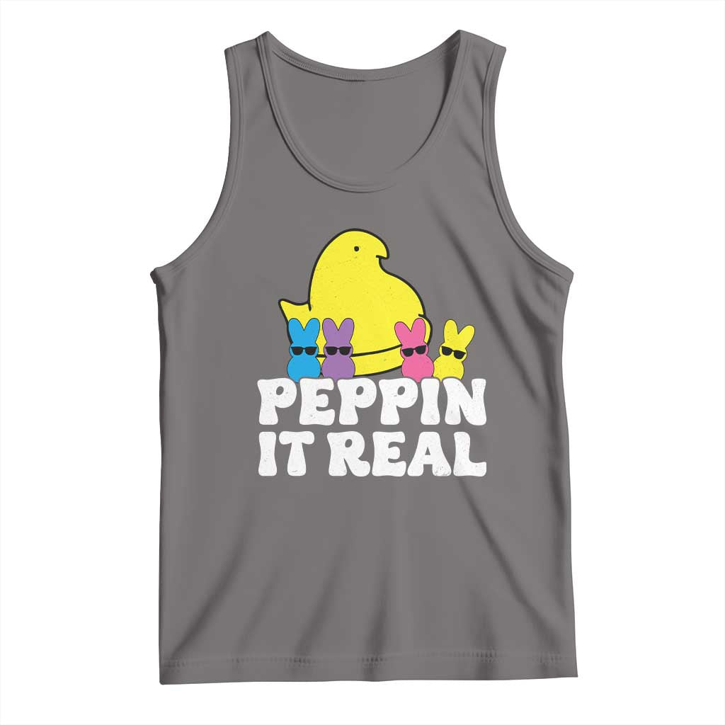 Easter Bunny Tank Top Peepin It Real Rabbit Candy Easter TS10 Deep Heather Print Your Wear
