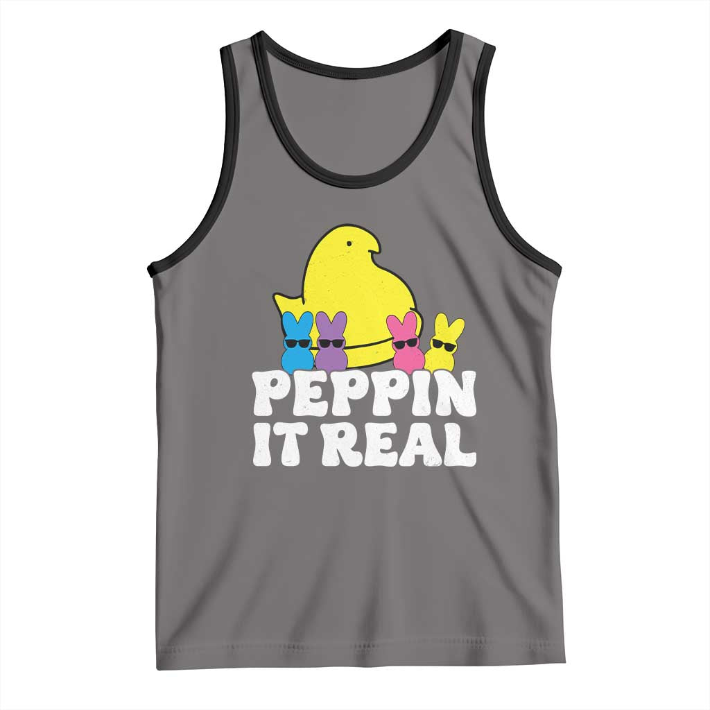 Easter Bunny Tank Top Peepin It Real Rabbit Candy Easter TS10 Deep Heather Black Print Your Wear
