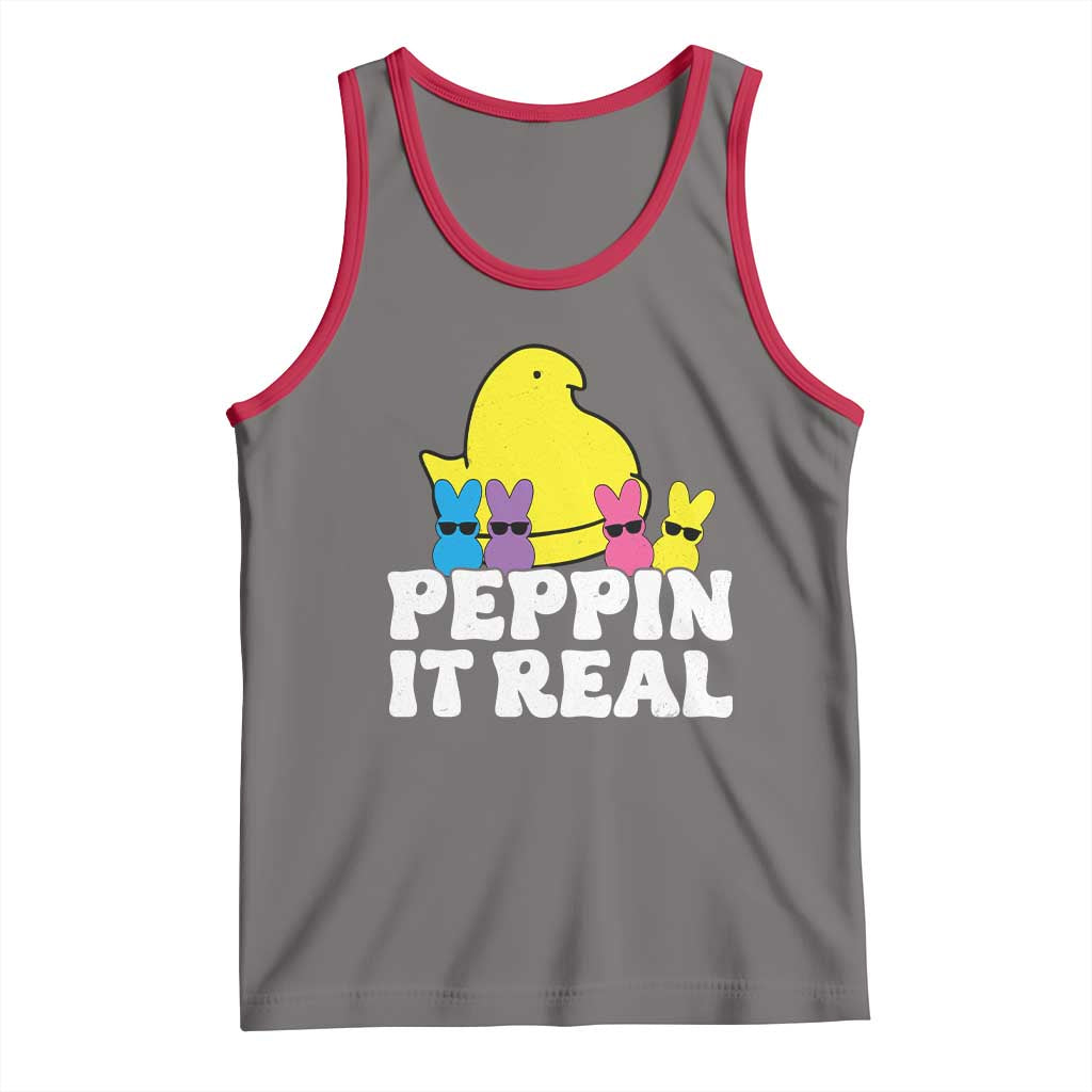 Easter Bunny Tank Top Peepin It Real Rabbit Candy Easter TS10 Deep Heather Red Print Your Wear