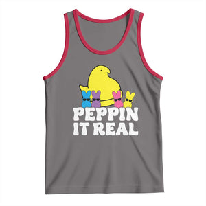 Easter Bunny Tank Top Peepin It Real Rabbit Candy Easter TS10 Deep Heather Red Print Your Wear