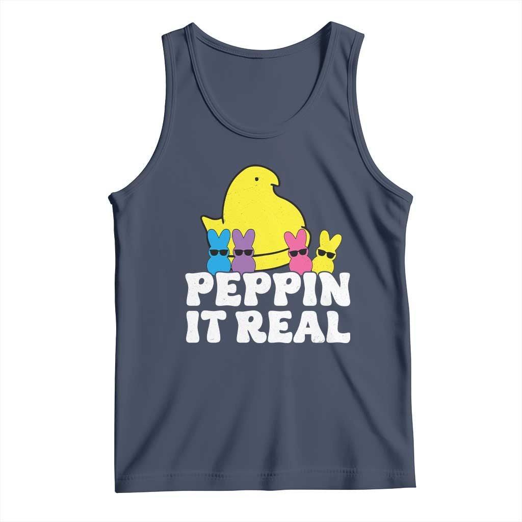 Easter Bunny Tank Top Peepin It Real Rabbit Candy Easter TS10 Navy Print Your Wear