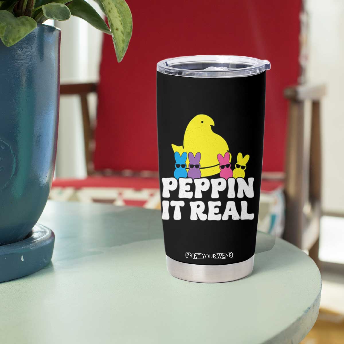 Easter Bunny Tumbler Cup Peepin It Real Rabbit Candy Easter TS10 Print Your Wear