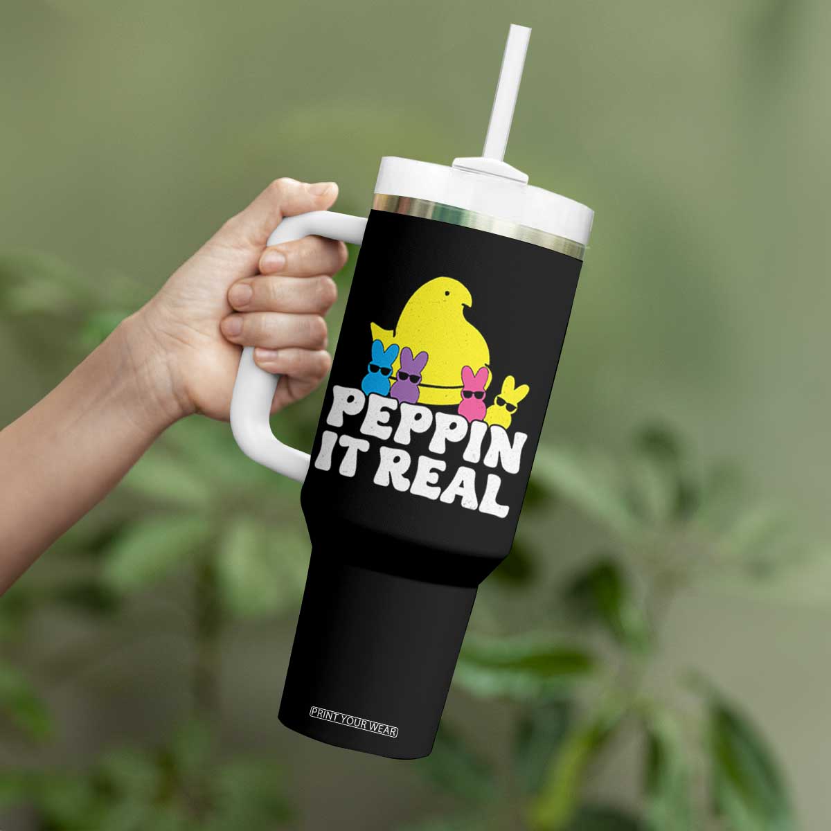 Easter Bunny Tumbler With Handle Peepin It Real Rabbit Candy Easter TS10 Print Your Wear