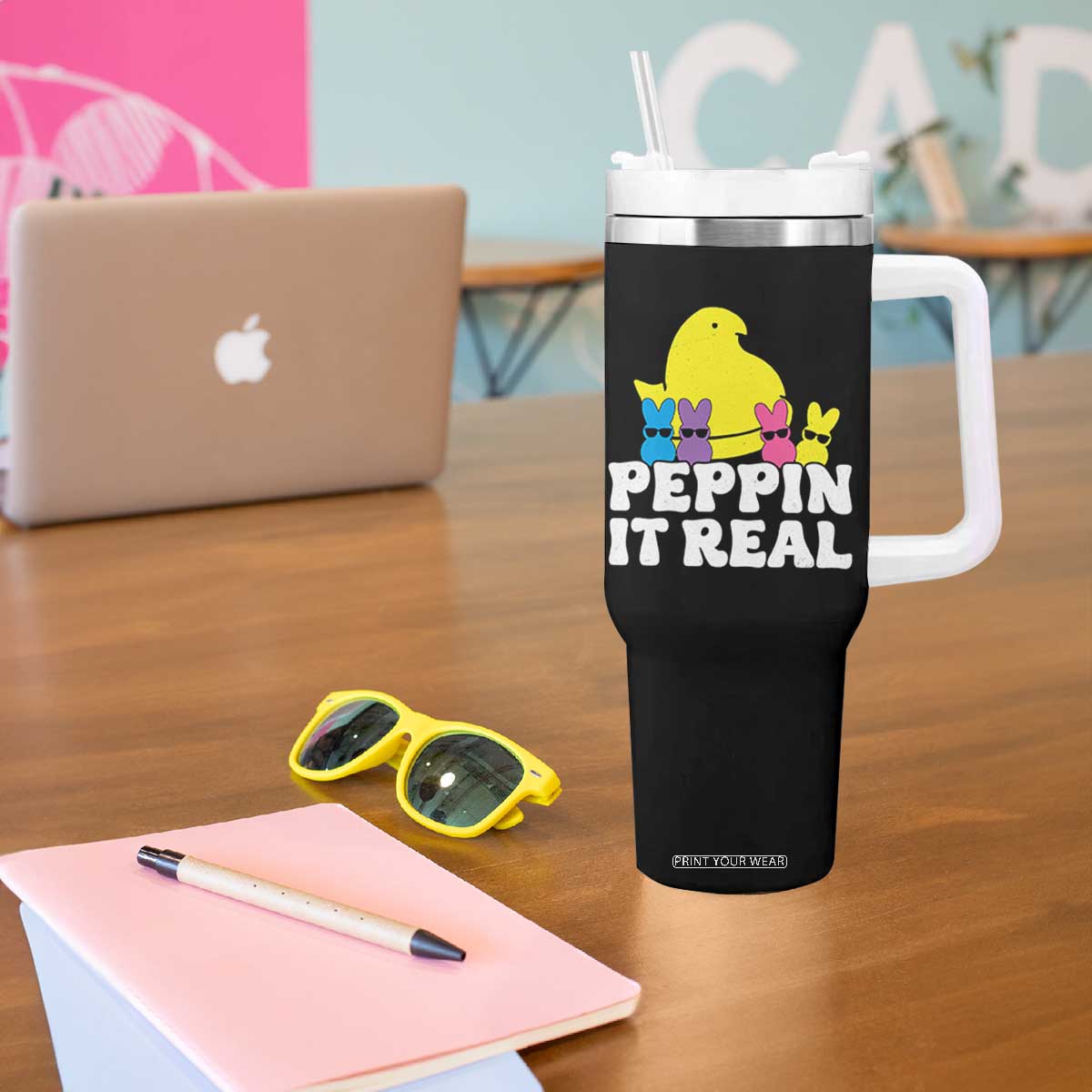 Easter Bunny Tumbler With Handle Peepin It Real Rabbit Candy Easter TS10 Print Your Wear