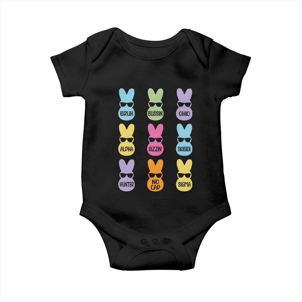 Easter Bruh Baby Onesie Gen Alpha Slang Skibidi Rizz Cute Bunny TS10 Black Print Your Wear