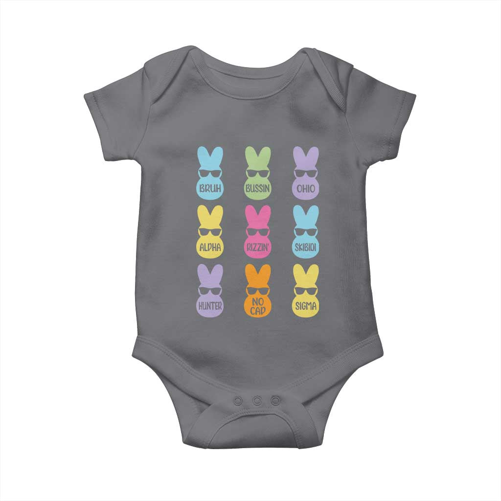 Easter Bruh Baby Onesie Gen Alpha Slang Skibidi Rizz Cute Bunny TS10 Charcoal Print Your Wear