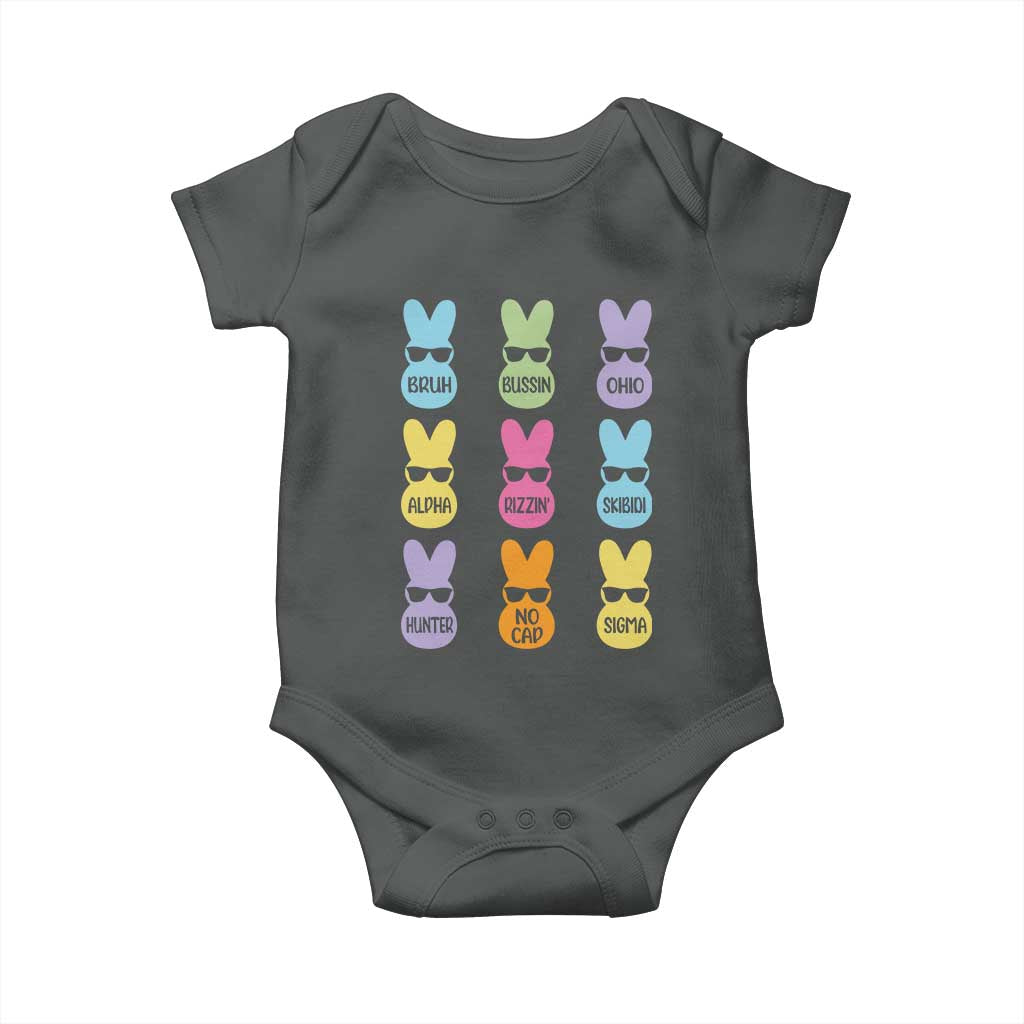Easter Bruh Baby Onesie Gen Alpha Slang Skibidi Rizz Cute Bunny TS10 Dark Heather Print Your Wear