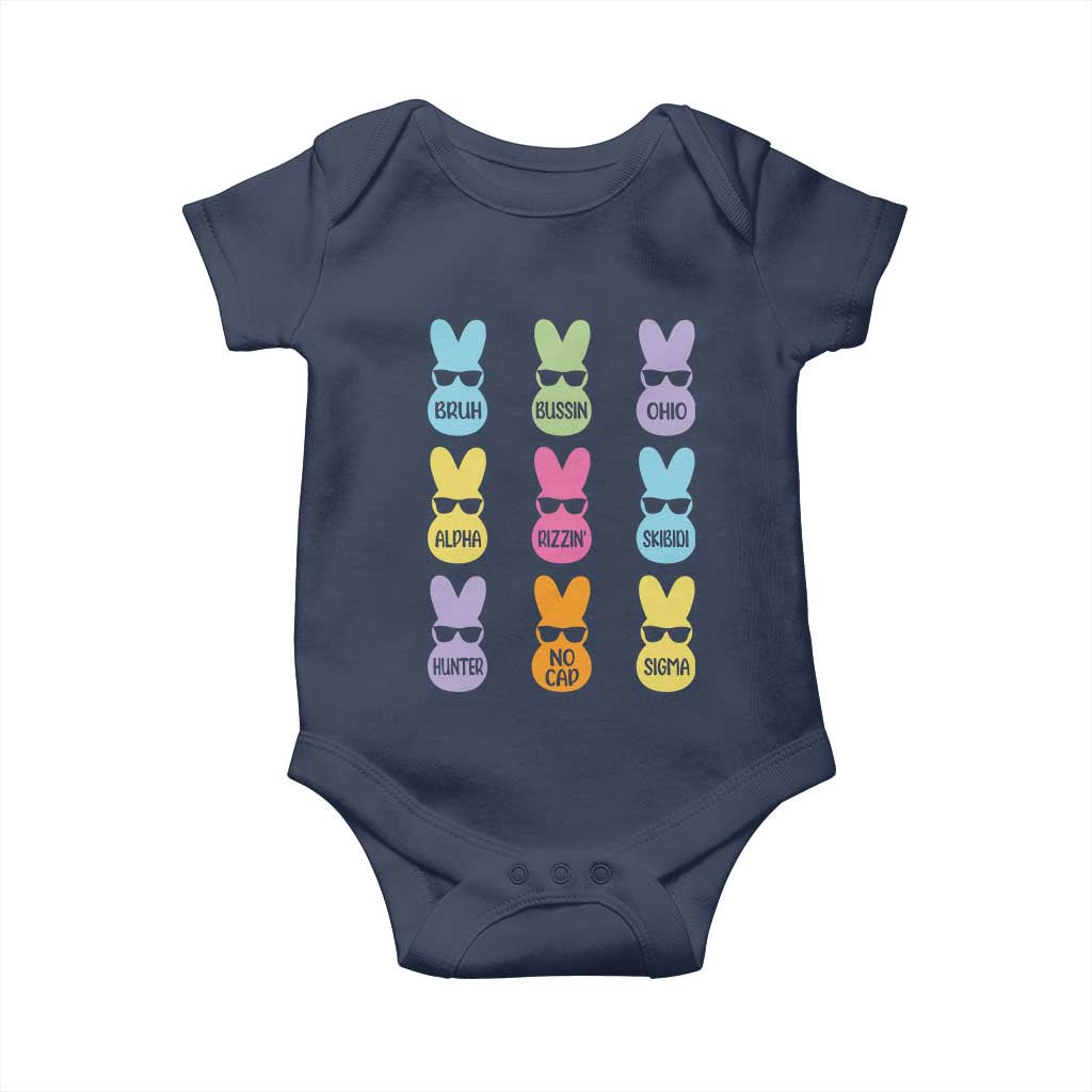 Easter Bruh Baby Onesie Gen Alpha Slang Skibidi Rizz Cute Bunny TS10 Navy Print Your Wear