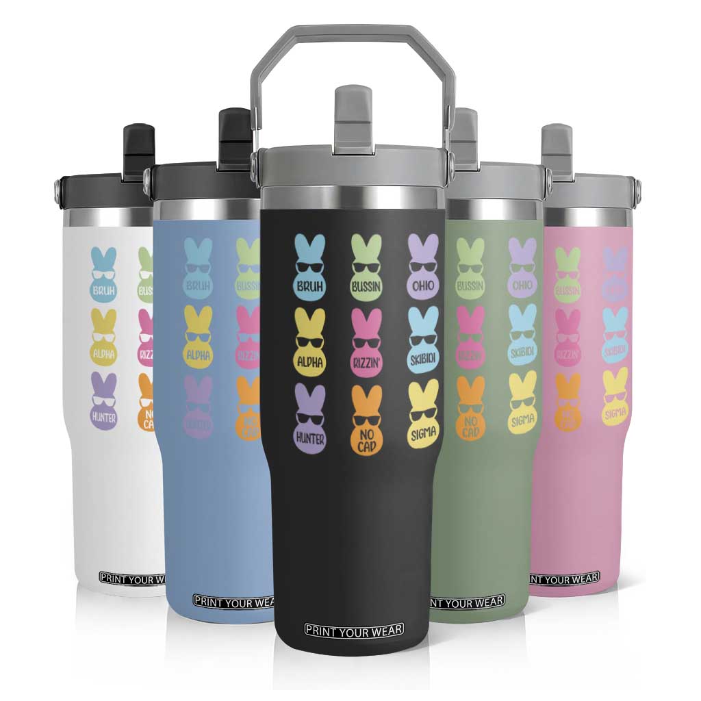 Easter Bruh Flip Straw Tumbler Gen Alpha Slang Skibidi Rizz Cute Bunny TS10 Print Your Wear