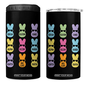 Easter Bruh 4 in 1 Can Cooler Tumbler Gen Alpha Slang Skibidi Rizz Cute Bunny TS10 One Size: 16 oz Black Print Your Wear