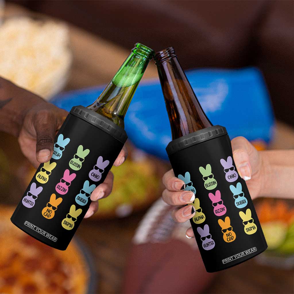 Easter Bruh 4 in 1 Can Cooler Tumbler Gen Alpha Slang Skibidi Rizz Cute Bunny TS10 Print Your Wear