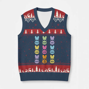 Easter Bruh V-Neck Knit Sweater Vest Gen Alpha Slang Skibidi Rizz Cute Bunny TS10 Navy Red Print Your Wear