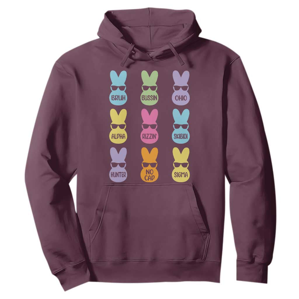 Easter Bruh Hoodie Gen Alpha Slang Skibidi Rizz Cute Bunny TS10 Maroon Print Your Wear