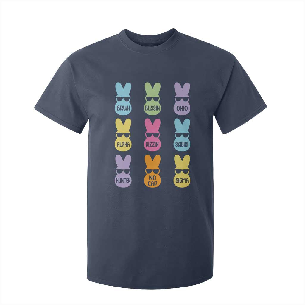 Easter Bruh T Shirt For Kid Gen Alpha Slang Skibidi Rizz Cute Bunny TS10 Navy Print Your Wear