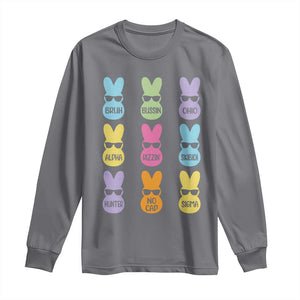 Easter Bruh Long Sleeve Shirt Gen Alpha Slang Skibidi Rizz Cute Bunny TS10 Charcoal Print Your Wear