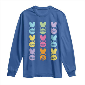 Easter Bruh Long Sleeve Shirt Gen Alpha Slang Skibidi Rizz Cute Bunny TS10 Royal Blue Print Your Wear