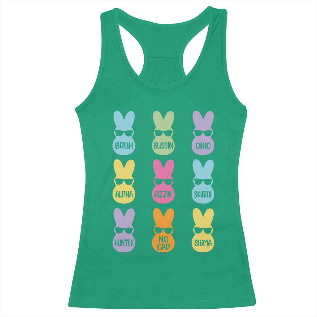 Easter Bruh Racerback Tank Top Gen Alpha Slang Skibidi Rizz Cute Bunny TS10 Irish Green Print Your Wear